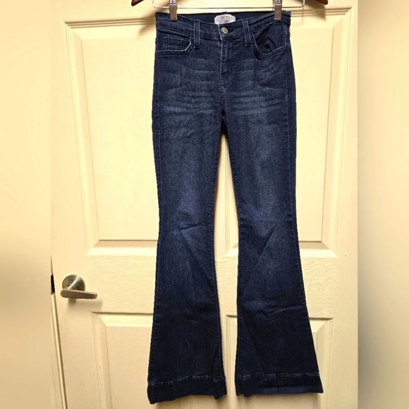 Judy Blue Mid-Rise Dark Wash Denim Flare Leg Jeans USA Made Style #8351 1/25 - Picture 1 of 13